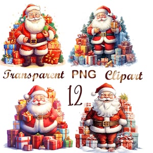 12 PNG JPG Santa Claus Clipart, High Quality, Digital Download - Card Making, Mixed Media, Digital Paper Craft, Christmas clipart