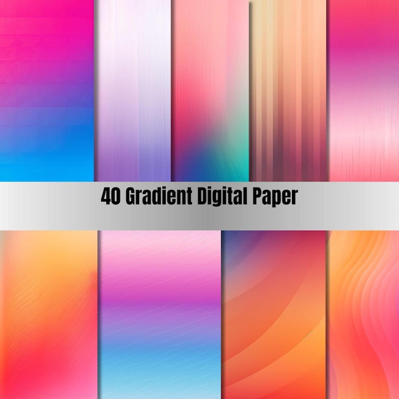 40 Printable Gradient Digital Paper, Gradient Digital Papers, Gradient ...
