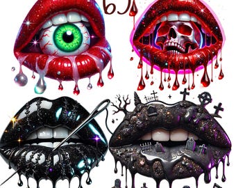 65 PNG, Halloween Lips Clipart bundle, Halloween Graphic design, Funny Halloween, Digital Download,Commercial Use