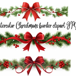 11 Christmas border clipart, High Quality JPGs, Digital Download - Card Making, Mixed Media, Digital Paper Craft