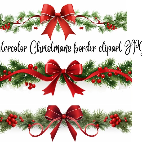 11 Christmas border clipart, High Quality JPGs, Digital Download - Card Making, Mixed Media, Digital Paper Craft