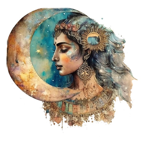 10 Moon Goddess png, Goddess clipart, Watercolor Moon Goddess, Moon Goddess clip art, Moon Goddess, Moon Goddess sublimation,png,sublimation