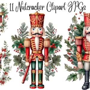 11 Christmas Nutcracker, High Quality JPGs, Digital Download - Card Making, Mixed Media, Digital Paper Craft, Christmas clipart