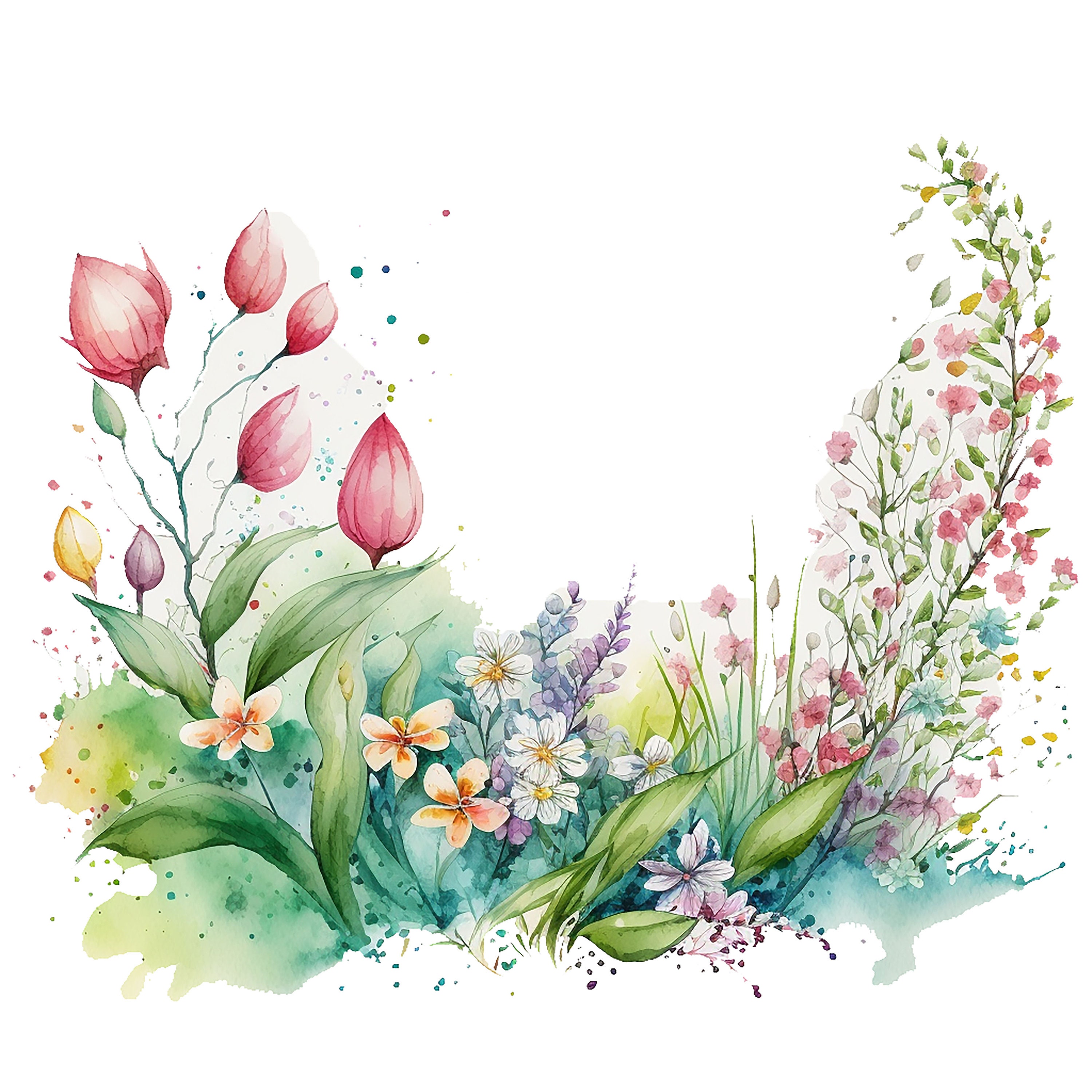 10 Watercolor Spring Border Clipart Jpgs,commercial Use,digital ...