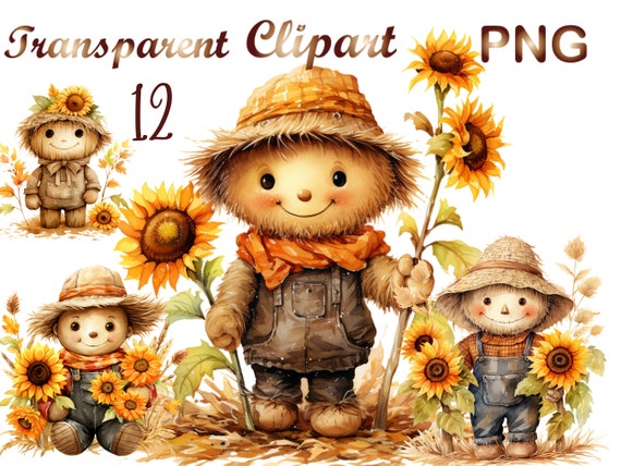 12 Halloween Clipart PNG, Spooky Clipart PNG, Halloween scarecrow  PNG, Commercial use,Digital Download,Card Making,Clip Art,Digital Craft