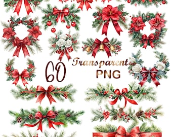 60 PNG Christmas garland clipart, Christmas Border png, merry christmas png,sublimation design,Xmas clipart,Digital Download,Commercial use