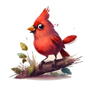 11 Red Cardinal Clipart, Watercolor clipart, bird clipart, JPGs, Watercolor, Commercial Use,Digital Download