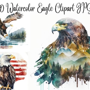 10 Watercolor Eagle Clipart, Eagle Clipart, JPGs, Commercial use, Digital Download,Printable art, Watercolor Clipart,Clip Art,Digital Craft