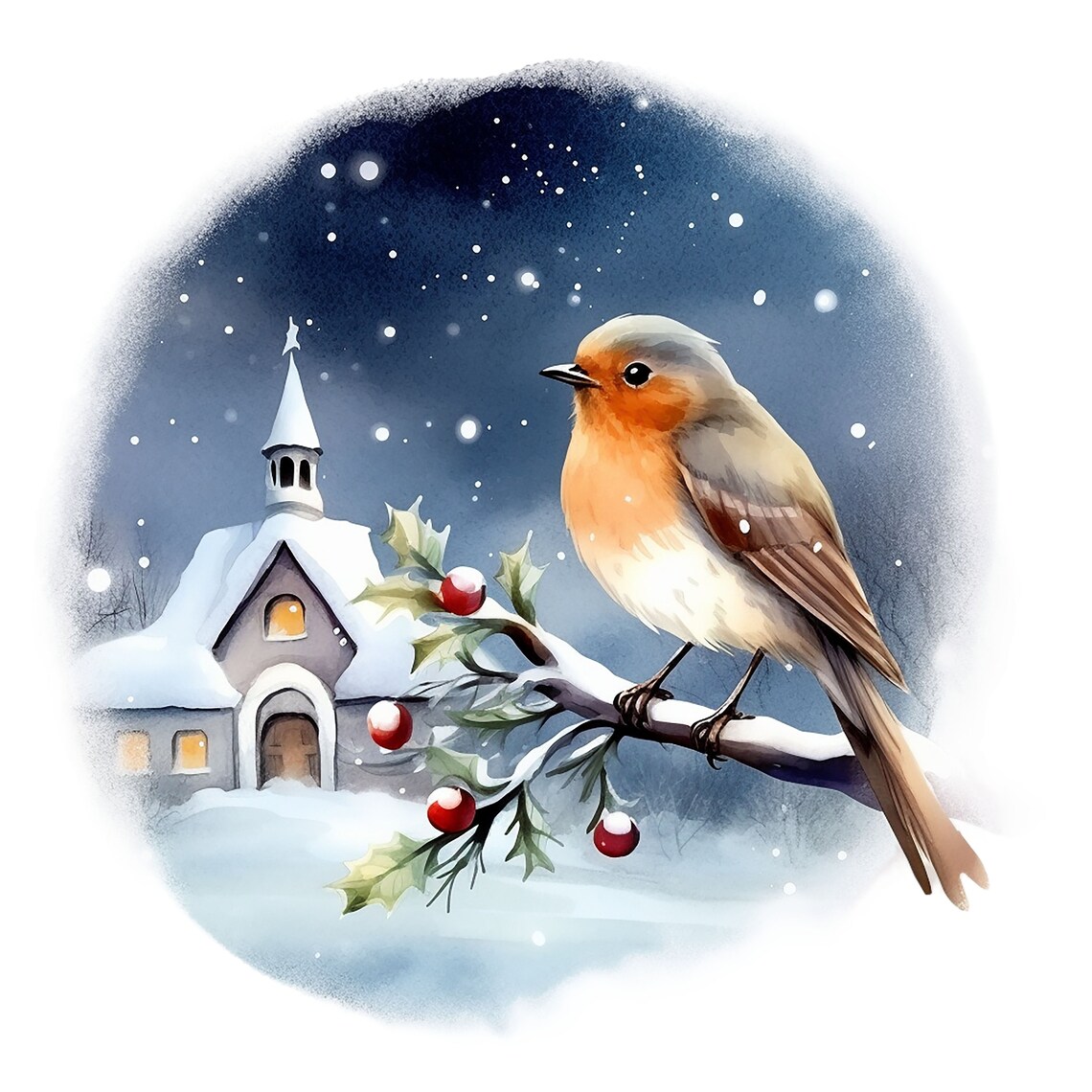 25 Christmas Robin Clipart Jpgs Watercolor, Digital Planner, Journals ...