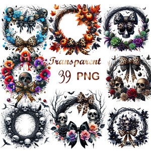 39 PNG, Halloween clipart bundle,Halloween Clipart bundle PNG,halloween wreath clipart, creepy halloween wreath,black halloween wreath