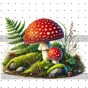 44 PNG Mushrooms Clipart Bundle, Forest Nature Illustrations Designs, Forest Mushrooms Art, Digital Download, Unlimited Commercial Use image 10