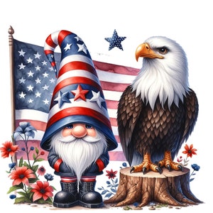 26 PNG, Patriotic Gnome Clipart Bundle. American Pride, 4th of July PNG ...