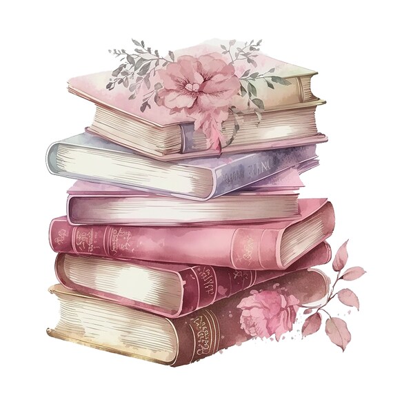 10 Watercolor Rose Books Clipart JPGs Commercial use Digital