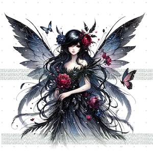 60 PNG Gothic Fairy Clipart Bundle – Watercolor Fairy Characters ...
