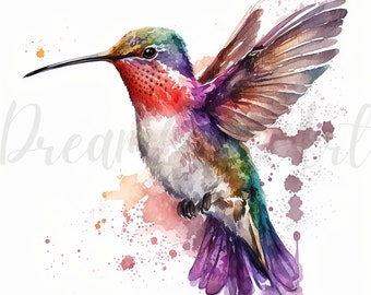10 Hummingbird Clipart,  JPGs, Digital Download, Card Making, Clip Art, Digital Paper Craft, Hummingbird watercolor,Hummingbird illustration