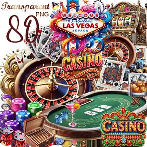 80 PNG, Casino Clipart, Fantasy Illustrations Casino Graphics, Gambling Printables, Digital Download, Unlimited Commercial Use for Crafts