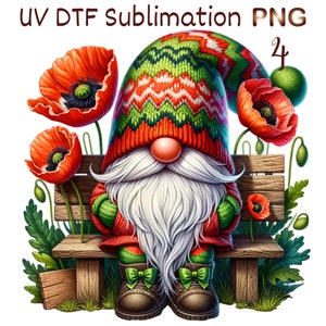 4 PNG, Poppy gnome design, flower gnome, summer gnome png, gnome png, Sublimation, dtf png files trendy,dtf png artwork,dtf,dtf design