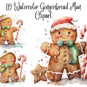 10 Gingerbread Man Clipart, set1, High Quality JPGs,Digital Download - Card Making,Digital Paper Craft, Christmas clipart, Christmas cookies