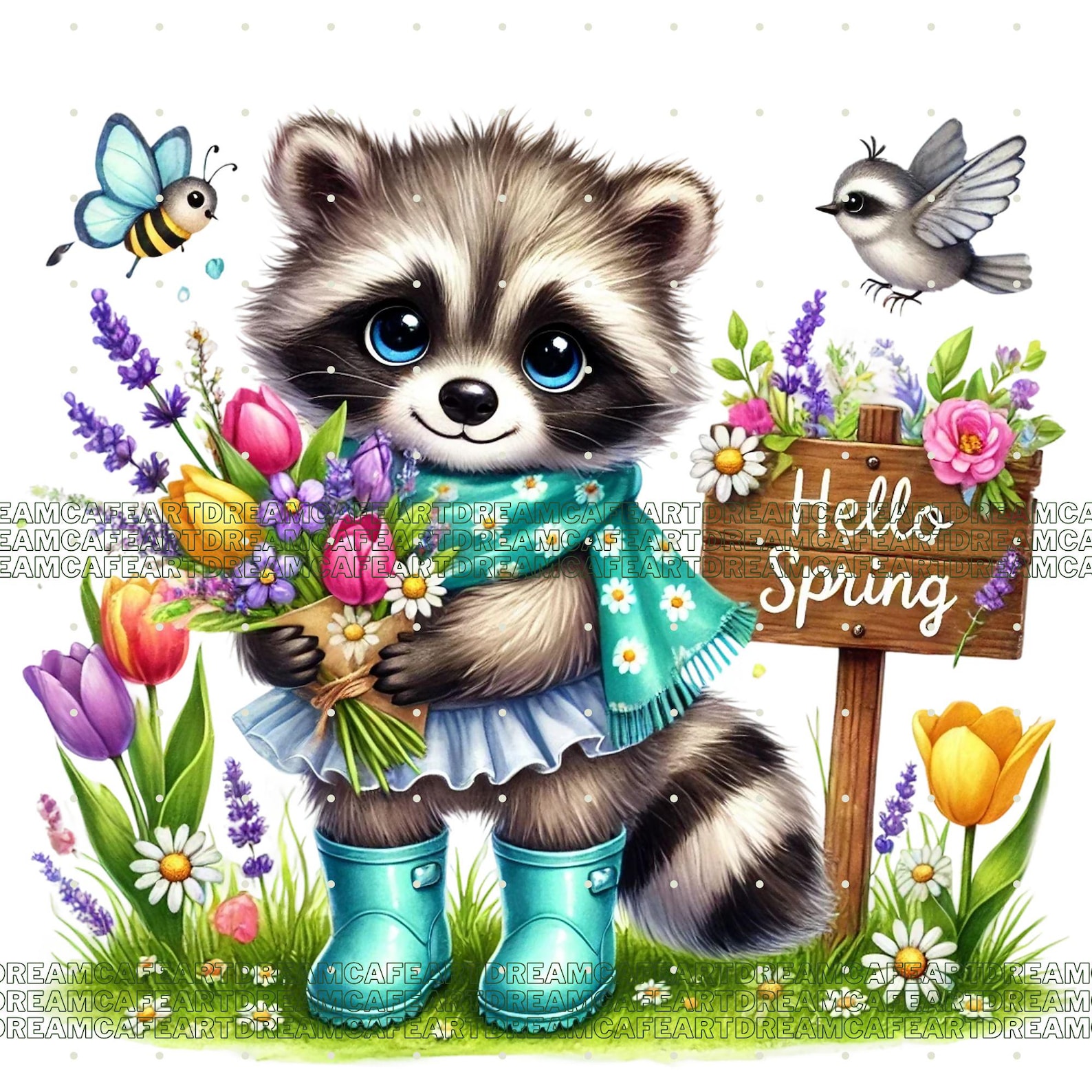 27 PNG Spring Baby Raccoon Clipart, Cute Raccoon PNG Bundle, Hello ...