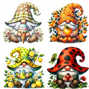 59 Summer Gnome Bundle Clipart PNG, Gnomes, Digital Download, Card ...