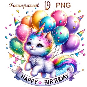 19 set 2 Caticorn clipart bundle, caticorn birthday, caticorn party,caticorn balloon,caticorn digital sticker,caticorn png,caticorn decor