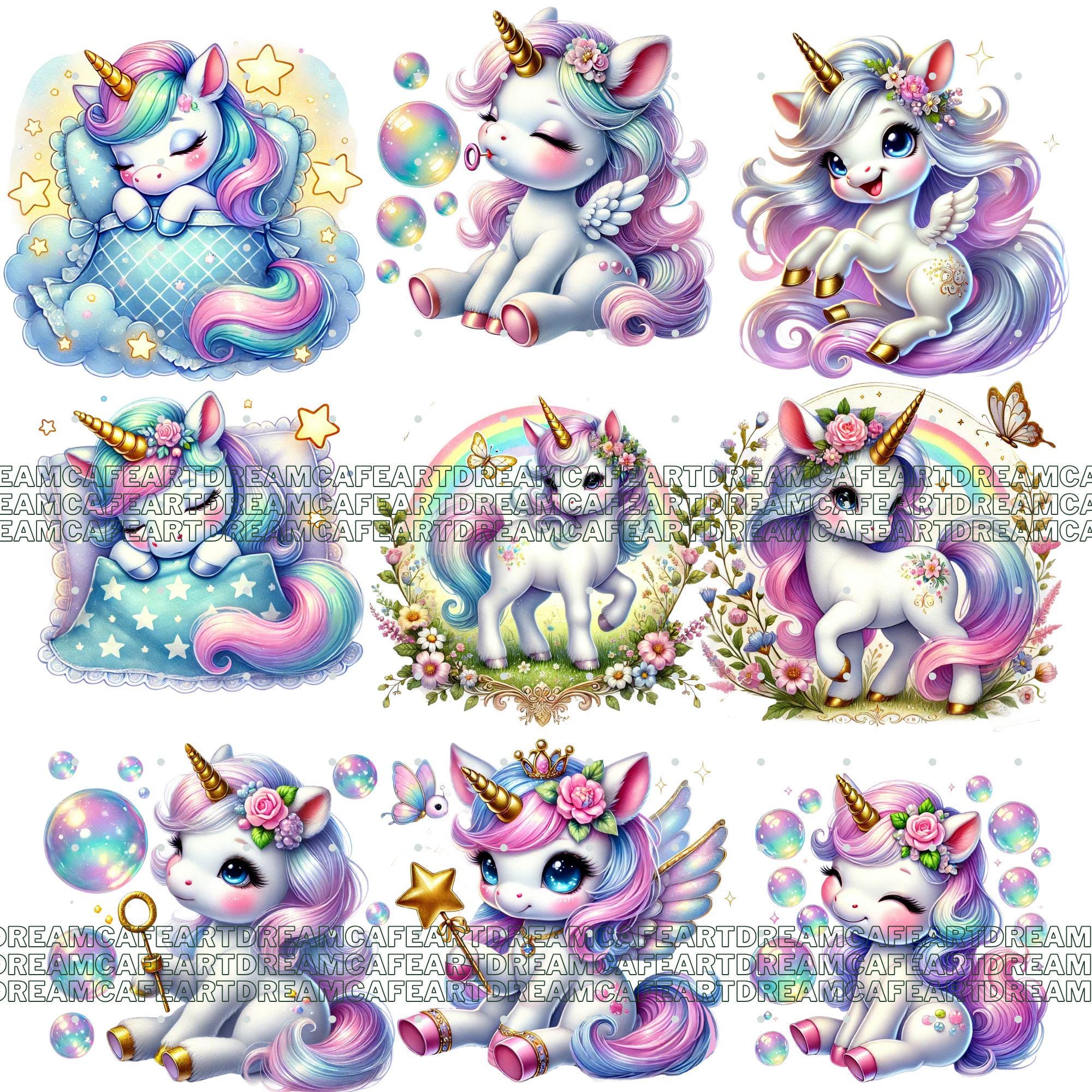 110 PNG Baby Unicorns Clipart Bundle – Cute Magical Unicorn Graphics ...