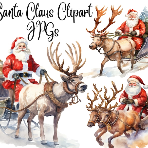 11  Santa Claus Clipart, High Quality JPGs, Digital Download - Card Making, Mixed Media, Digital Paper Craft, Christmas clipart