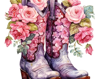 15 Cowgirl Boots Clipart JPGs, Watercolor Cowboy Boots Clipart, Digital crafting, Paper crafts, Cute clipart,Instant download,commercial Use