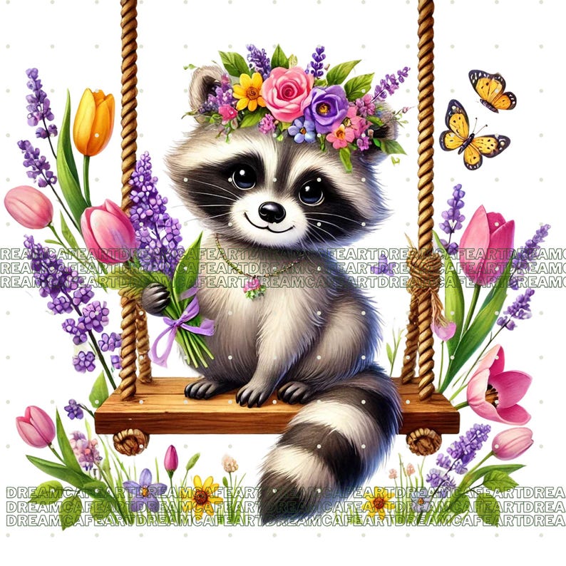 27 PNG Spring Baby Raccoon Clipart, Cute Raccoon PNG Bundle, Hello ...