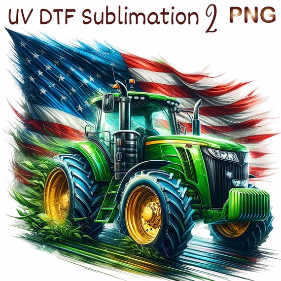 2 PNG, Tractor png, farm tractor png, green tractor png, tractor designs, american flag tractor, Sublimation,dtf png,dtf
