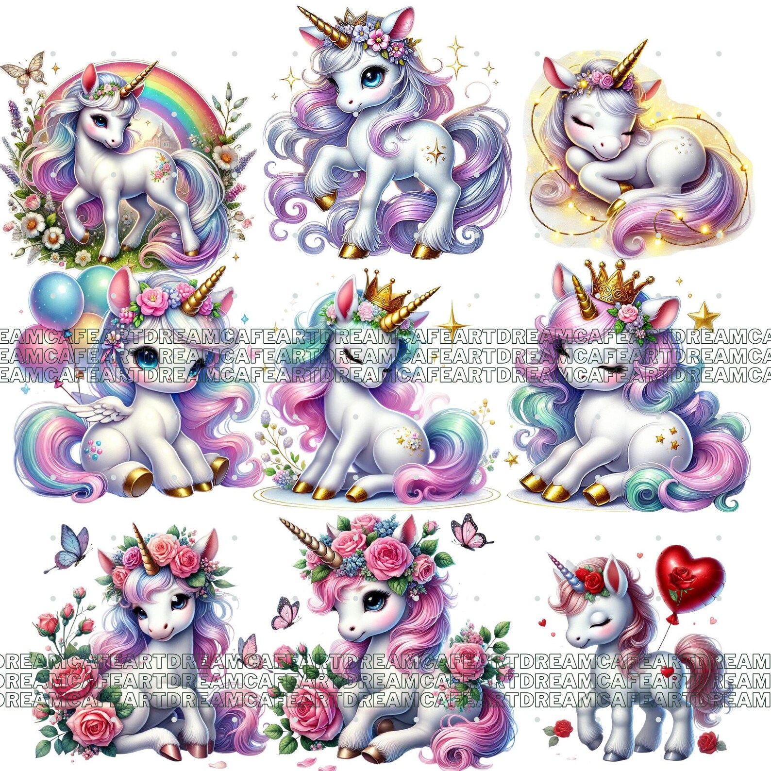 110 PNG Baby Unicorns Clipart Bundle – Cute Magical Unicorn Graphics ...
