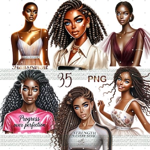 35 PNG Black girl clipart bundle, Fashionable Girl Graphics,afro girl clipart,denim girl clipart,black girl graphics, Digital download