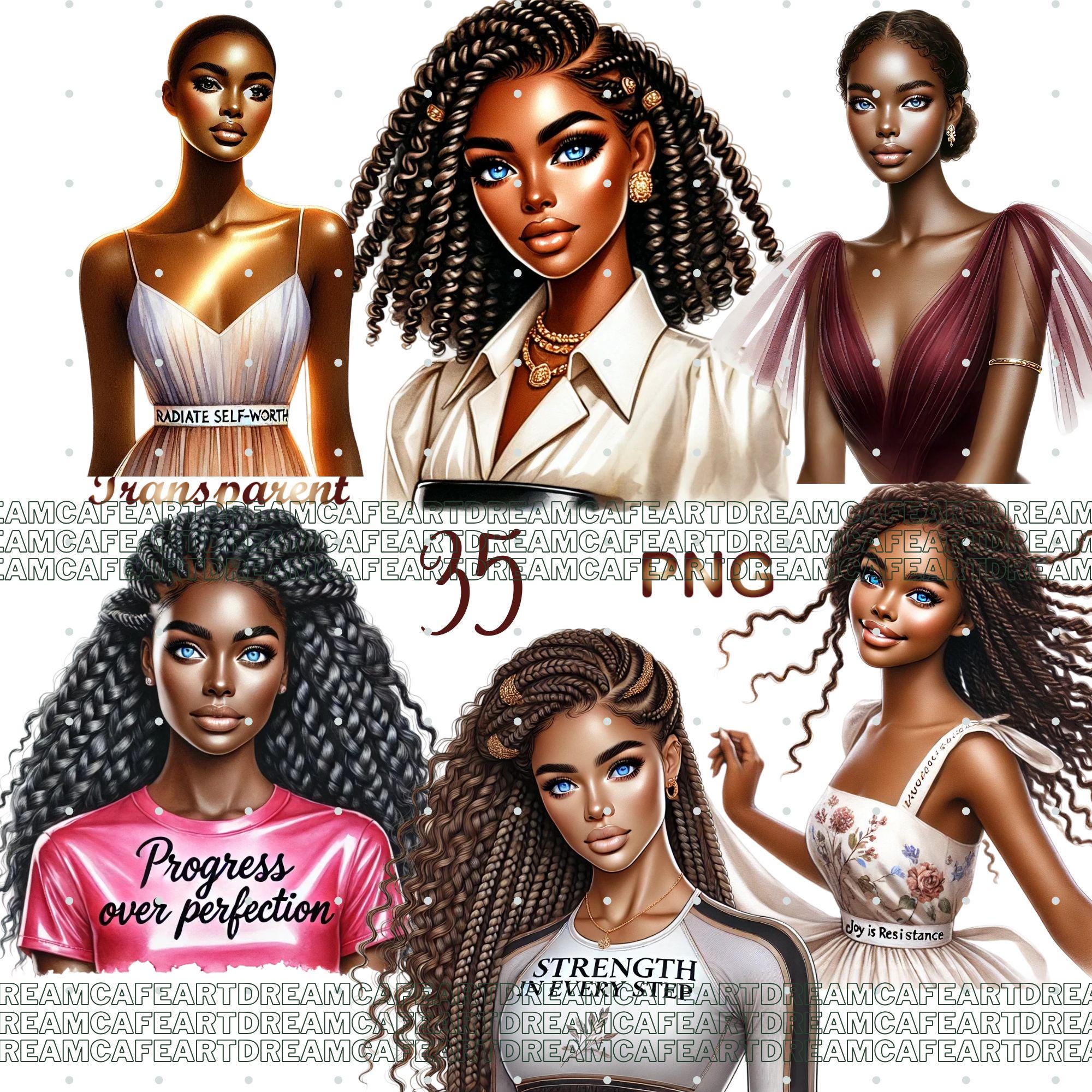 35 PNG Black girl clipart bundle, Fashionable Girl Graphics,afro girl clipart,denim girl clipart,black girl graphics, Digital download