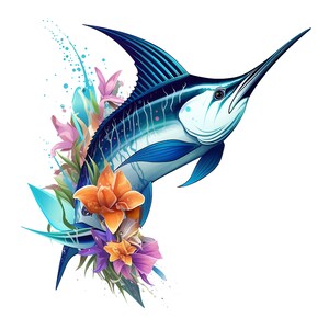 20 Blue Marlin Clipart, High Quality JPG, Digital Download, Card Making