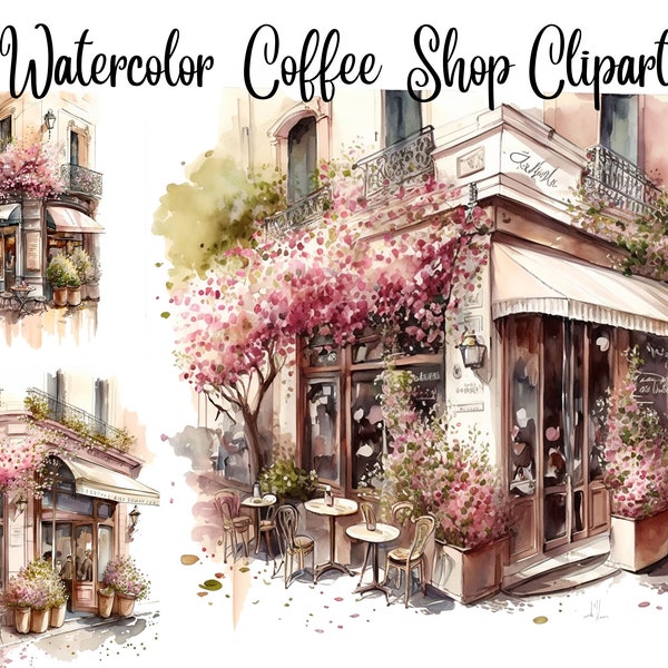 12 Coffee shop Clipart, JPGs, Digital Planner, Paper crafts, Scrapbooking, Romantic clipart,Instant download, summer clipart,Paris clipart