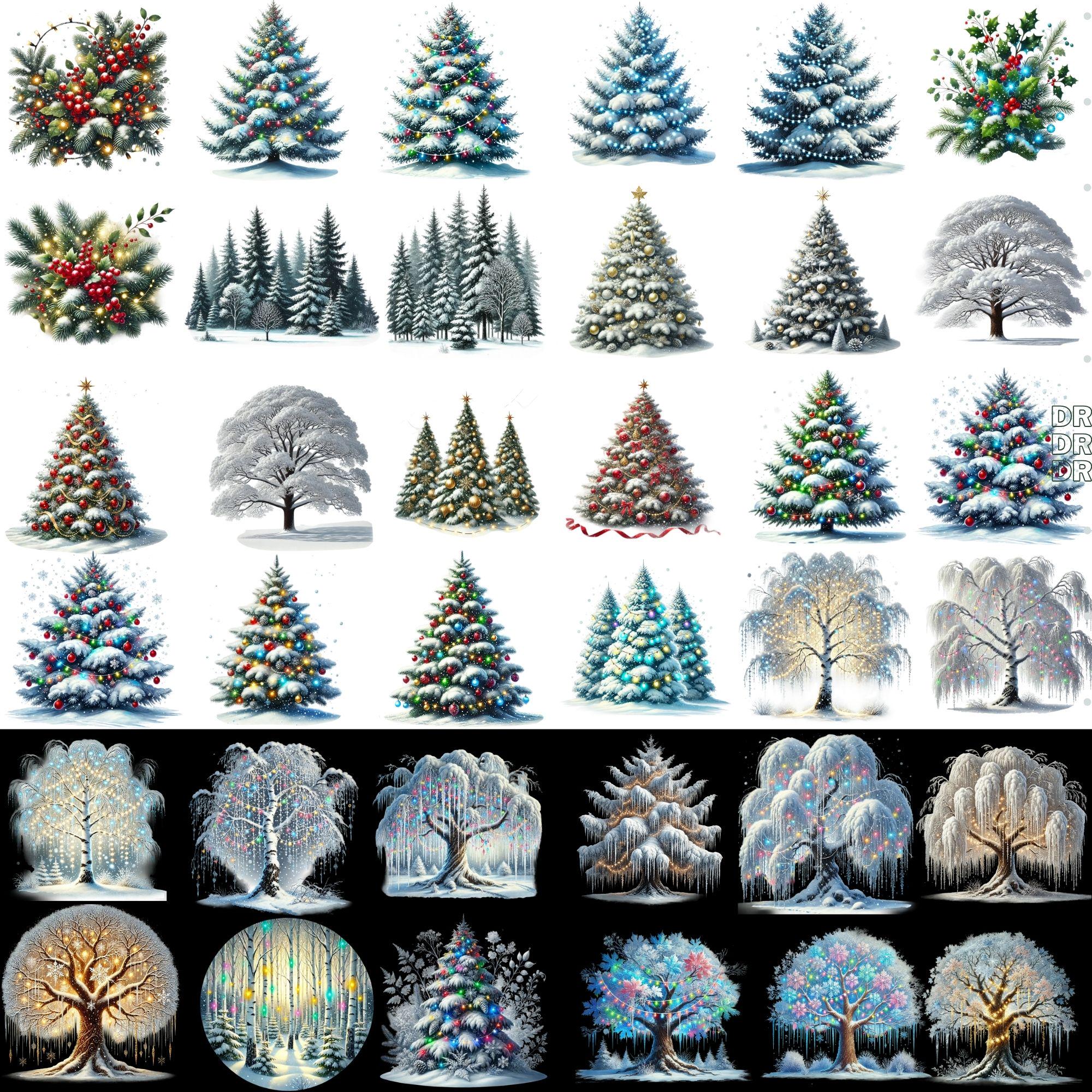 60 PNG Winter Trees Clipart Bundle — Christmas Festive Tree ...