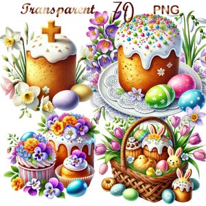 70 PNG Easter Baking Clipart bundle, Holiday Treat Graphics Designs,  Baking Traditions illustration,  Digital Download,Commercial Use
