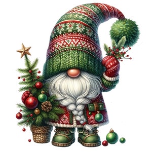 26 PNG, Watercolor Festive Gnomes Collection Clipart, Christmas Gnomes Clipart, Fantasy Clipart, Winter Holidays, Gnomes PNG, Commercial Use