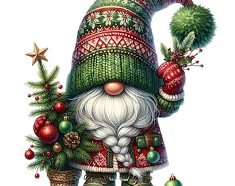26 PNG, Watercolor Festive Gnomes Collection Clipart, Christmas Gnomes Clipart, Fantasy Clipart, Winter Holidays, Gnomes PNG, Commercial Use