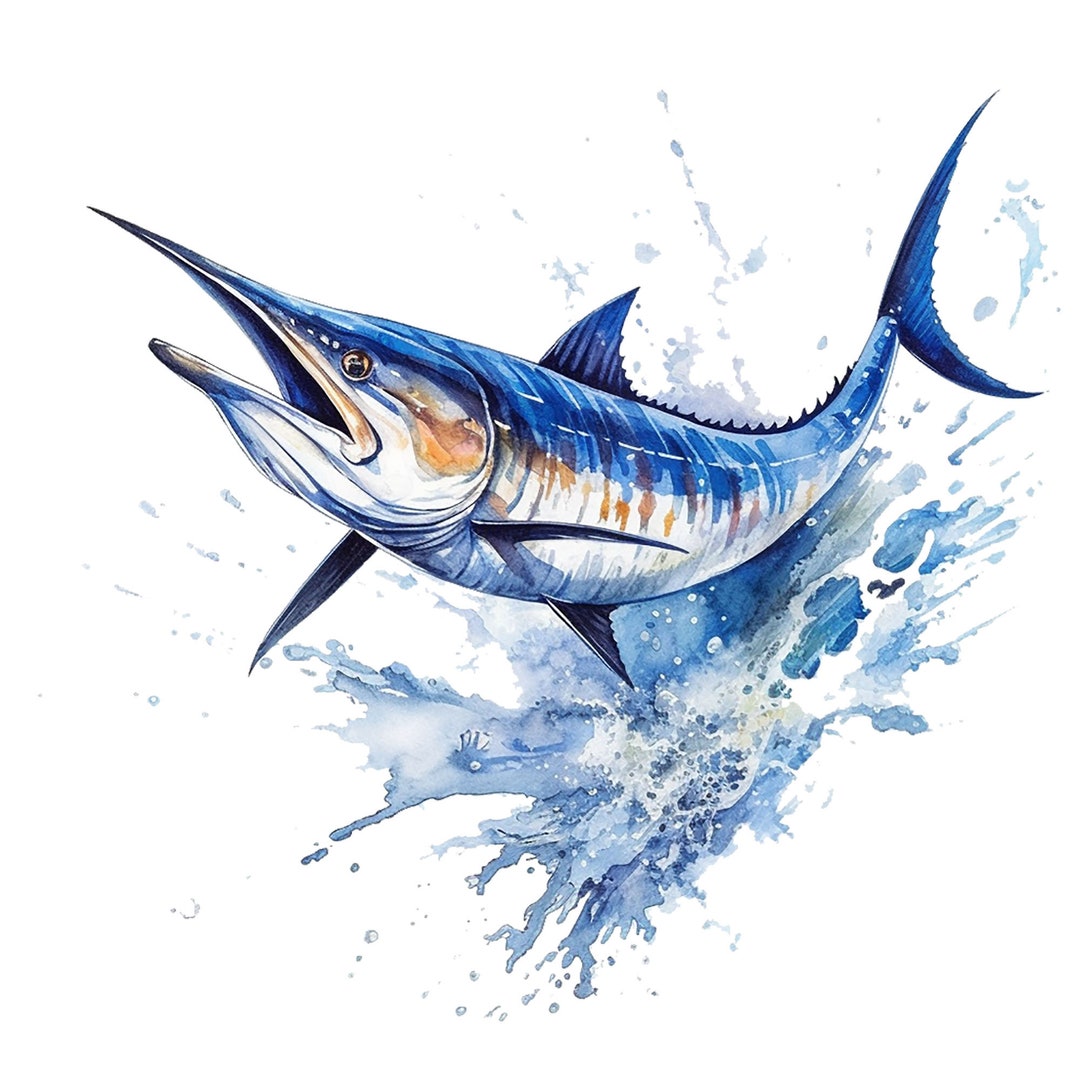 20 Blue Marlin Clipart, High Quality JPG, Digital Download, Card Making