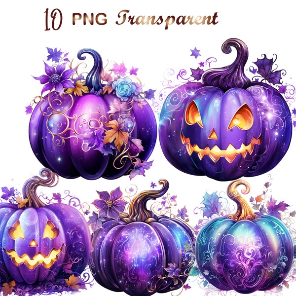 Halloween Clipart PNG, Pumpkin Clipart PNG, Pumpkin  PNG, Purple pumpkin, Violet pumpkin, Commercial use,Digital Download, Clip art