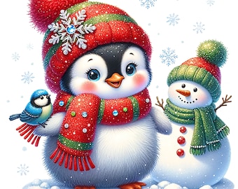 12 Winter Penguin Clipart PNG and JPG, set 3, Christmas  Penguin Clipart,Christmas clipart,Penguin clipart,Digital Download,Commercial USe