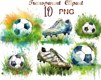 10 Soccer ball png,Soccer shoes png,Watercolor Clipart PNG, Soccer posters,Soccer printable art,Sublimation,Commercial use, Digital Download