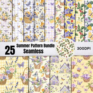 25 Seamless Summer Pattern Bundle, Summer Patterns, Summer Digital Papers,Summer Elements Pattern,Summer Vibes Digital Paper,Summer Days Fun