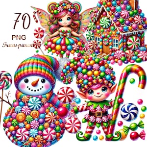 70 PNG, Candy Christmas Clipart bundle, Festive Candy Graphics, Candy illustration, Holiday Printables, Digital Download,Commercial Use