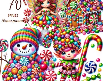 70 PNG, Candy Christmas Clipart bundle, Festive Candy Graphics, Candy illustration, Holiday Printables, Digital Download,Commercial Use