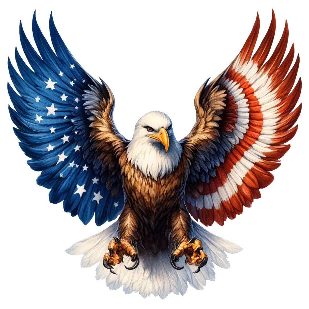 12 PNG, Patriotic Eagle USA Clipart Bundle, American Eagle Clipart, 4th ...