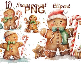 10 Gingerbread PNG, Christmas clipart, Winter clipart, Holiday clipart, Gingerbread clipart, Festive clipart,Digital Download,Commercial USe