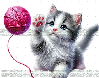 60 Kitten Clipart Bundle PNG, Cute Cat Clipart, Watercolor Cats, Transparent PNG, Pet Clipart, Commercial Use