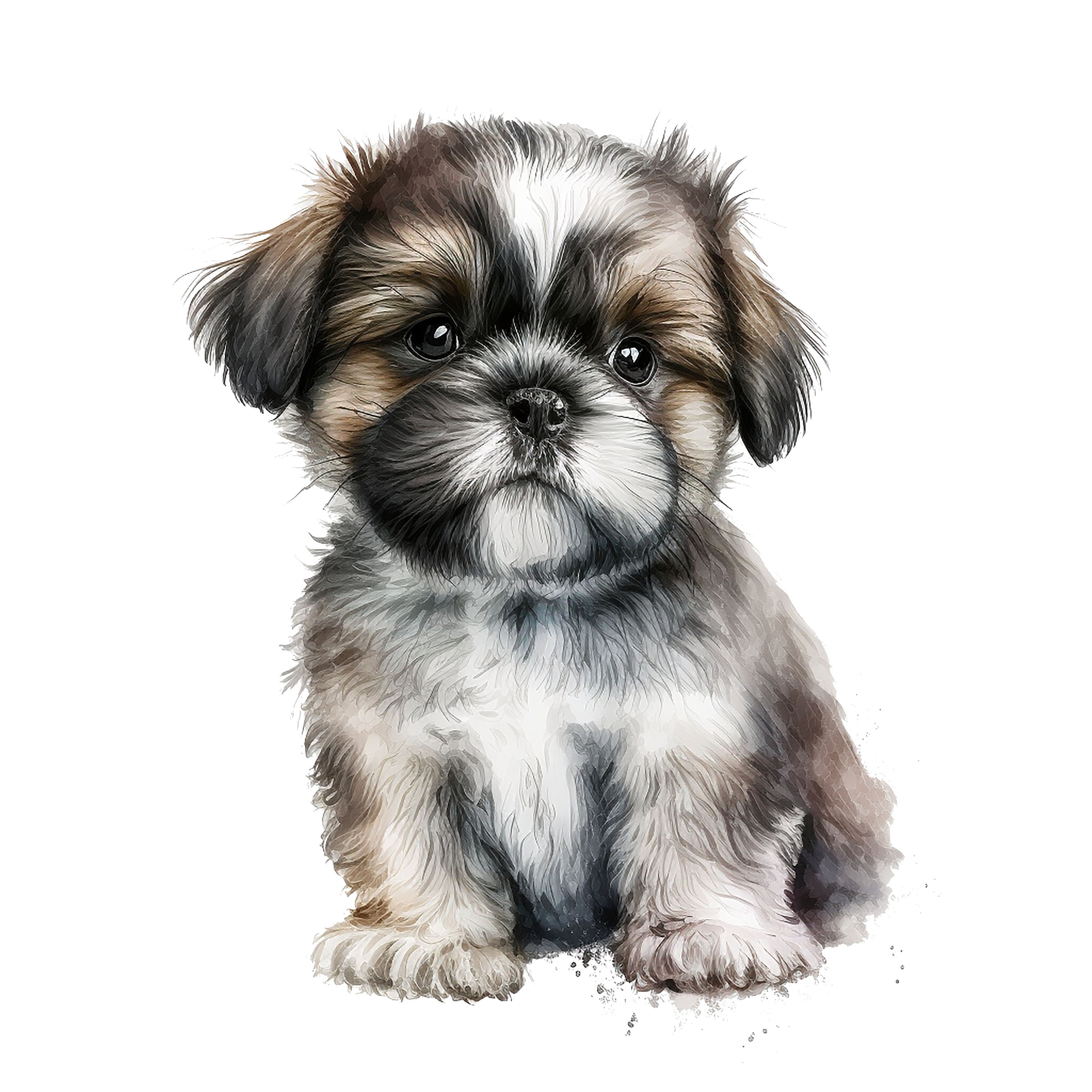 10 Shih Tzu Puppy Clipart Jpgs, High Quality Jpgs, Watercolor Clipart ...